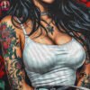 Vintage Lowrider Girl Halftone Design