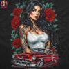 Vintage Lowrider Girl Halftone Design