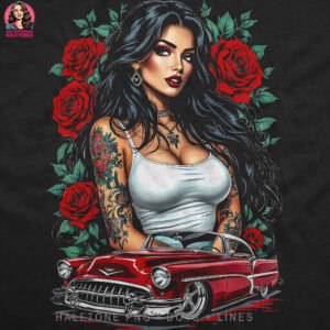 Vintage Lowrider Girl Halftone Design