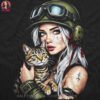 Tactical Kitty Girl Halftone Design