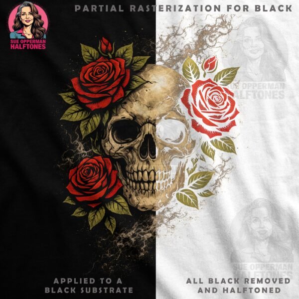Skull and Roses Halftone Design