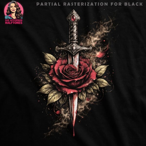 Gothic Rose Sword Halftone Design