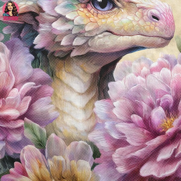 Baby Dragon Peony Halftone Design