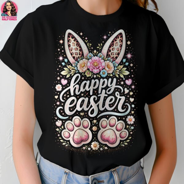 Happy Easter Bunny Ears Halftone Design