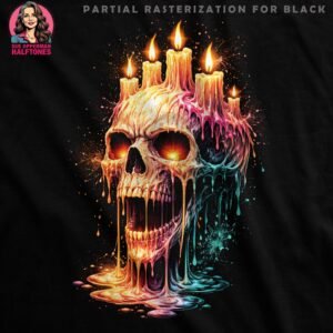 Melting Skull Candles Halftone Design