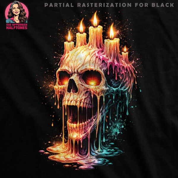 Melting Skull Candles Halftone Design