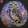 Cosmic Night Owl Halftone Design
