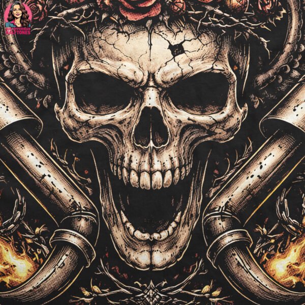 Biker Bitch Skull Halftone Design