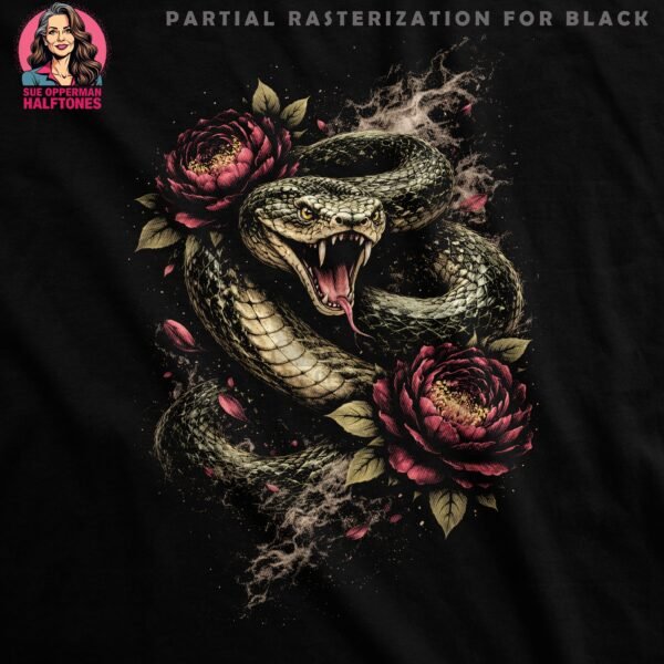 Snake and Roses Halftone Design