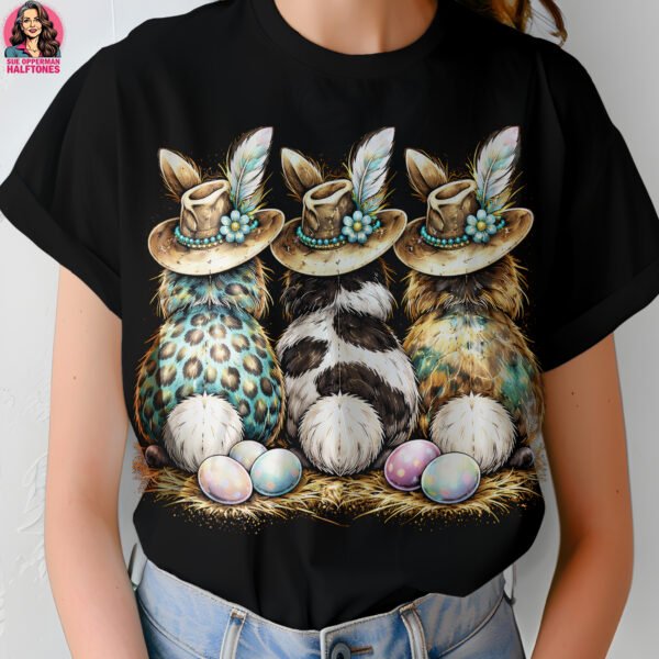 Boho Easter Bunnies Halftone Design