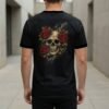 Skull and Roses Halftone Design