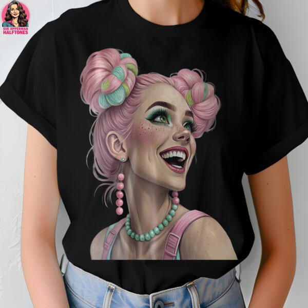 Pink Hair Girl Halftone Design