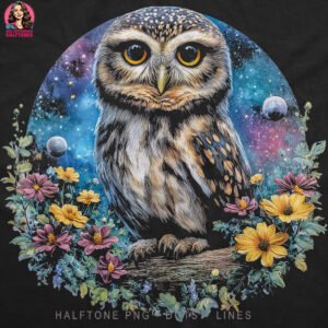 Floral Owl Halftone Design