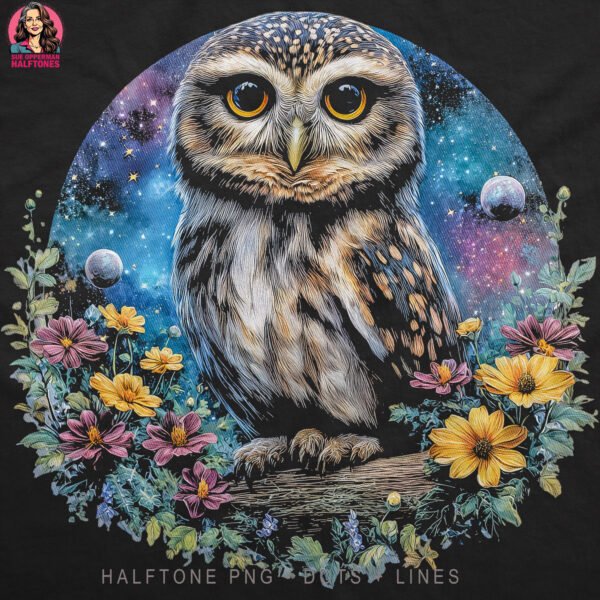 Floral Owl Halftone Design