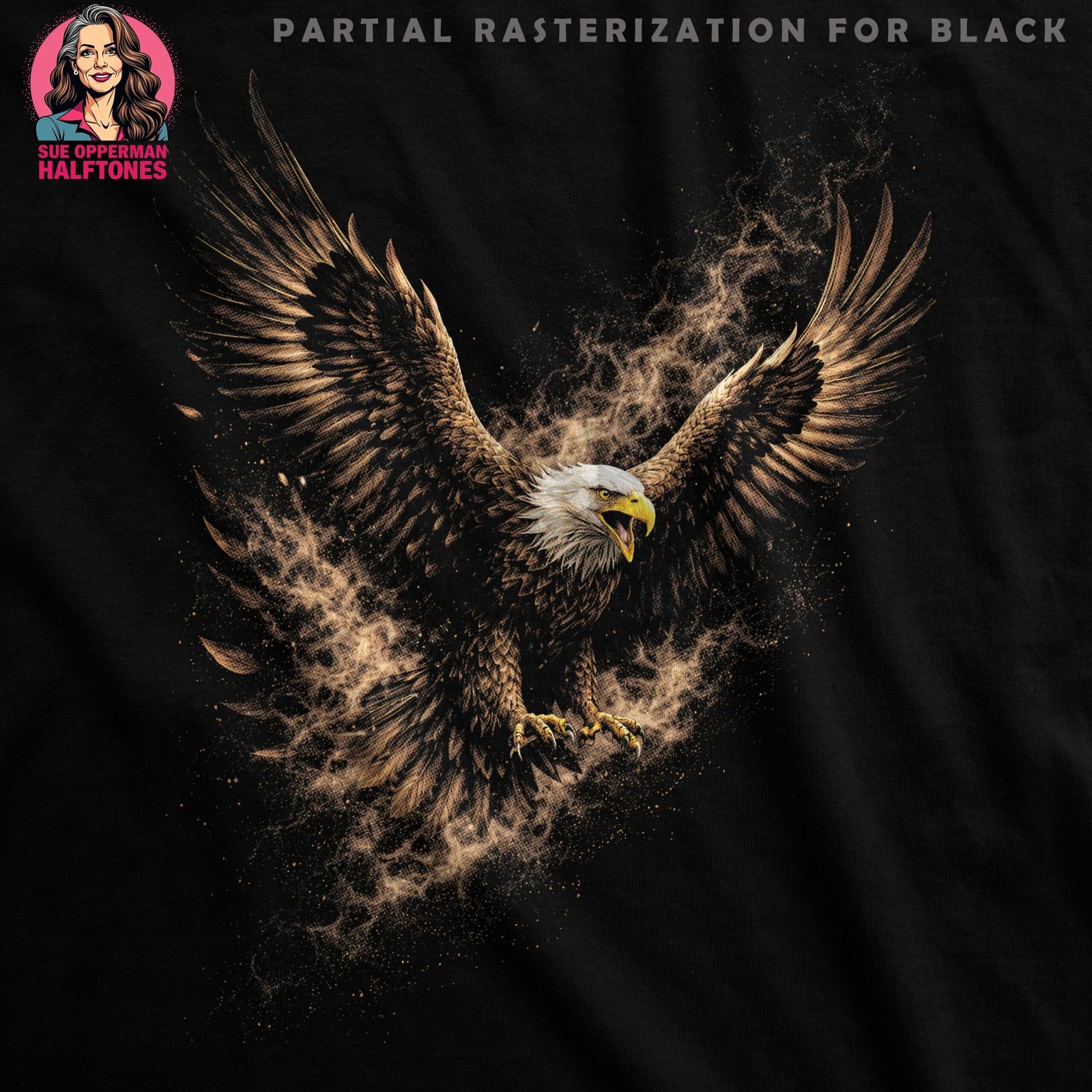 Eagle in Flight Halftone Design