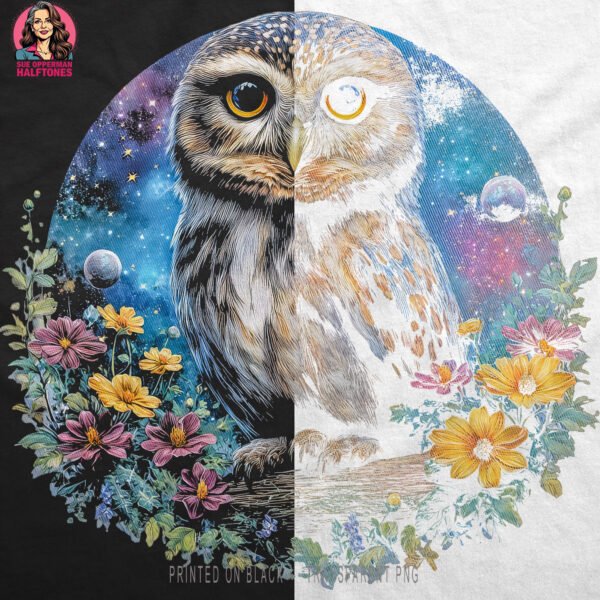 Floral Owl Halftone Design