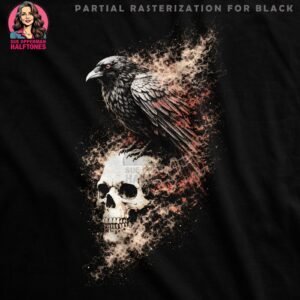 Skull and Raven Halftone Design